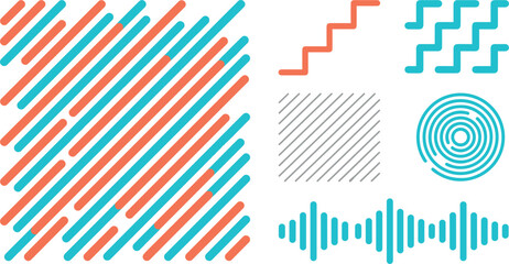 Obraz premium Abstract geometric line pattern background and graphic design shapes vector set