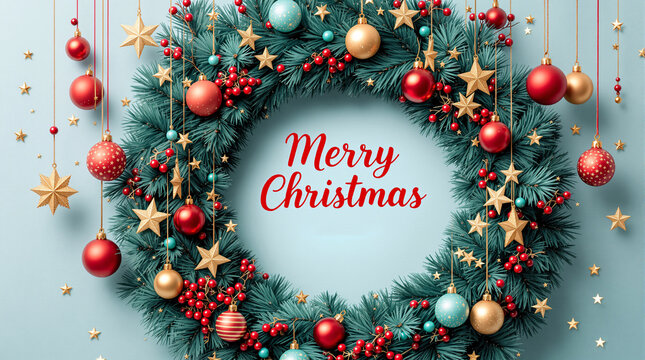 Merry Christmas 2026 Wreath Illustration