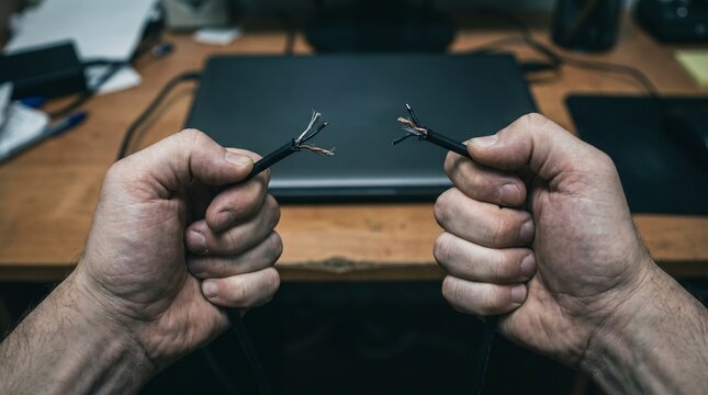 Torn charging cable