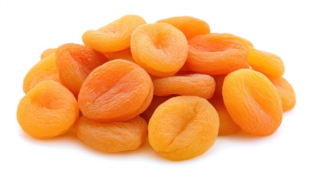 Pile of sweet dried apricots isolated on white background