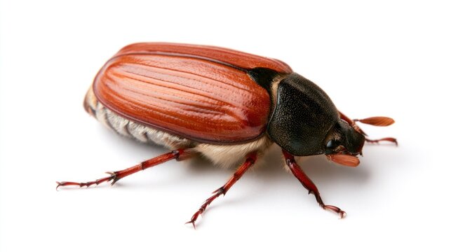 Macro Shot of a Cockchafer Beetle (May Bug) Isolated on a White Background