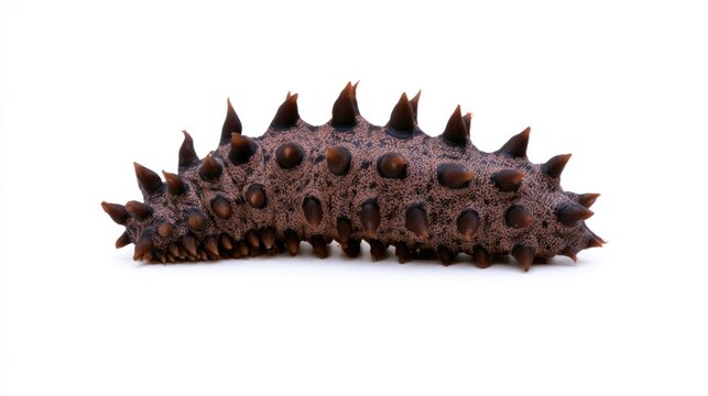 Live spiny sea cucumber isolated on a plain white background