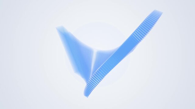 Minimalist Blue 3D Motion Graphic Background Featuring Rotating Ribbed Linear Structures In Loop