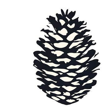 Black and white pine cone illustration isolated on white background for design projects