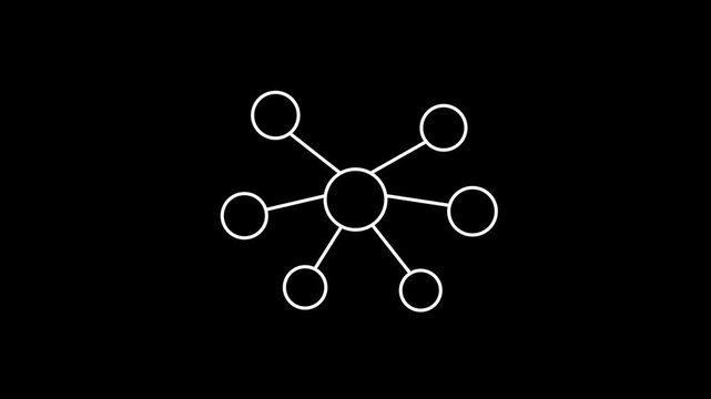 Futuristic White Central Network Hub Icon Animation Loop.