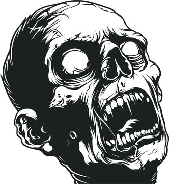 A scary, eerie, monstrous zombie illustration for Halloween
