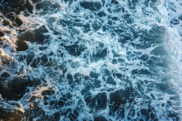 Naklejka premium Sea foam texture pattern, abstract bubbles surface, organic background, marbling, turquoise water design, branding, wellness and contemporary visual aesthetics.