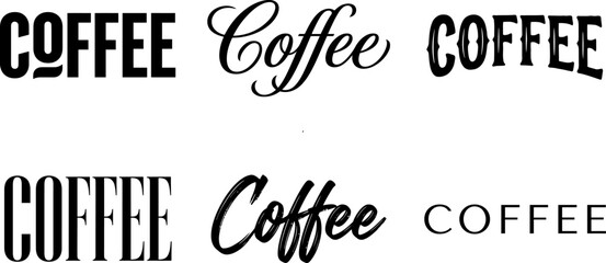 Fototapeta premium Three stylish coffee text designs in black