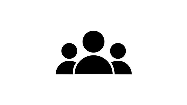 Group of three people icon isolated animation .Community icon,Business and team work icon animation . Motion graphic 4k animation video.