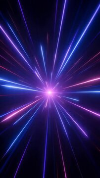 Neon light streaks creating warp speed tunnel effect in this high energy abstract digital motion video clip for modern backgrounds