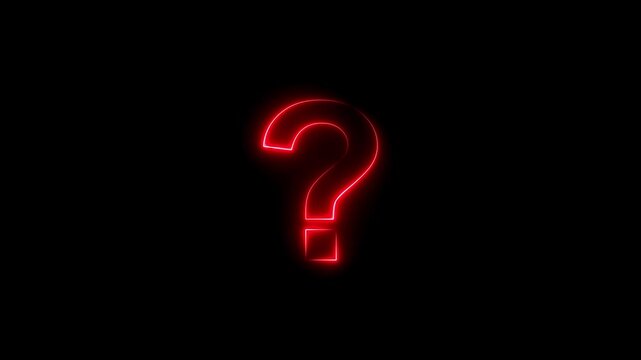 Neon glowing question mark icon animation.Motion graphic 4k animation video.