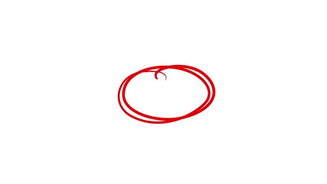 Double red hand drawn oval outline on white background for highlighting, circling, marking, annotation, selection, and emphasis in presentations