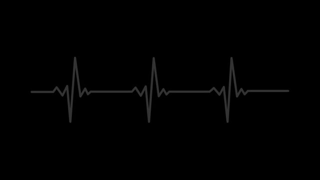 Heart beat line. Self drawing animation with alpha channel. Seamless loop animation on Motion graphic 4k animation video.