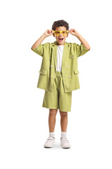 Cool kid wearing yellow sunglasses