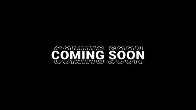 Coming soon animated clean kinetic typography teaser countdown text on 4k black background