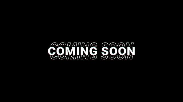 Coming soon animated glitch teaser typography with something big is coming text on 4k black background
