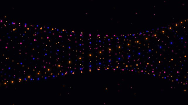 Dynamic Glowing Neon Particle Wave Animation Featuring Floating Glowing Spheres In Dark Background