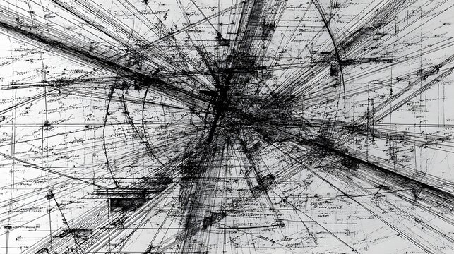 of creative chaos expressed through layered expressive line art
