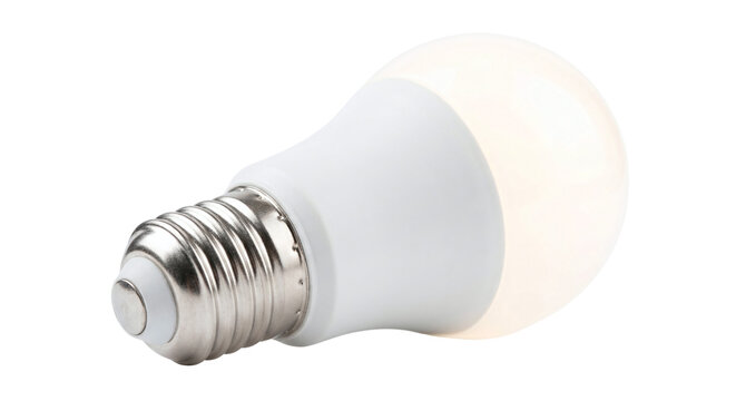 Standard led light bulb glowing with warm light