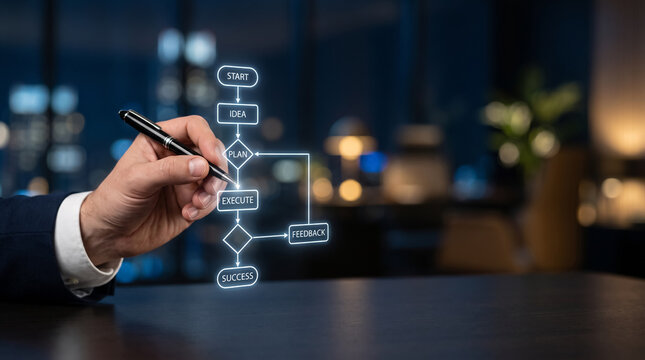 Business process workflow from idea to execution with feedback loop