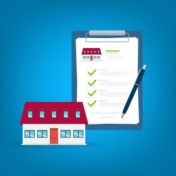 Realtor Services and Home Buyer Property Checklist Vector Illustration
