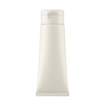 White cosmetic or toothpaste squeeze tube with flip top cap