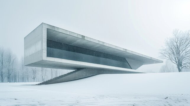 Canon EOS R5 captures modern museum in snowy landscape