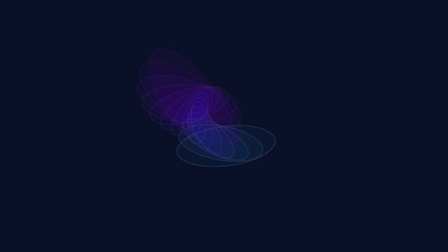 Abstract Geometric Spirograph Animation Featuring Glowing Blue Lines Rotating On Dark Background