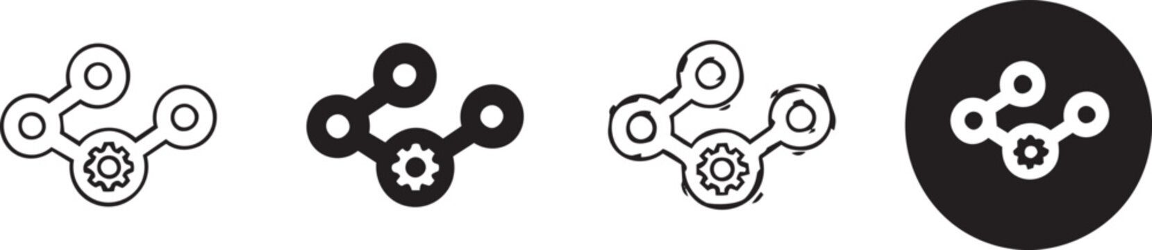 AI automation workflow Icon Set ,Network configuration and system settings icons, individual icon set