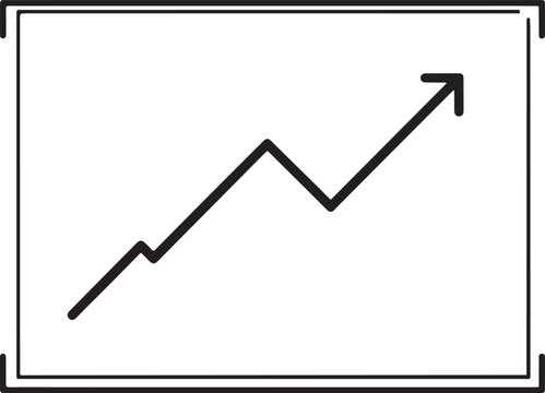 Continuous Line Art of Upward Growth Arrow on Digital Display Board. one line art icon darwing vector