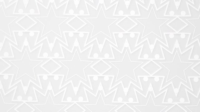 Minimalist white geometric star pattern with subtle shadows, top view, perfect for background design, modern decoration and graphic resources