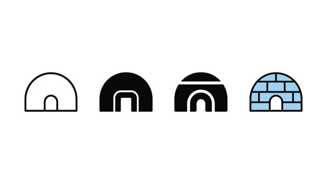 Set of four different igloo icons for winter travel and arctic exploration design