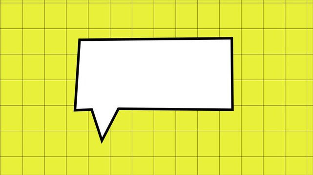 Speech bubble on yellow grid background, 4k animated motion graphic