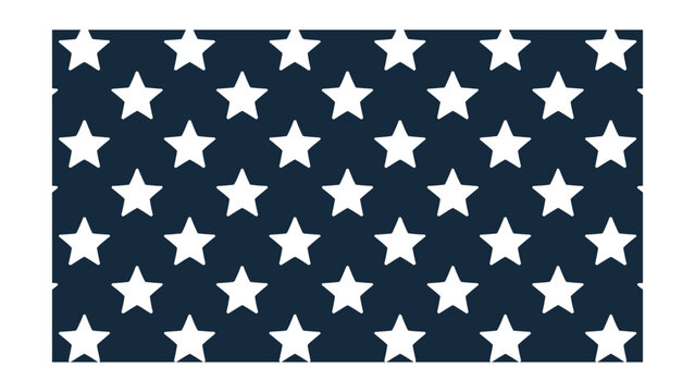 Seamless American flag star pattern vector with white five-pointed stars on dark blue background for patriotic 4th of July design