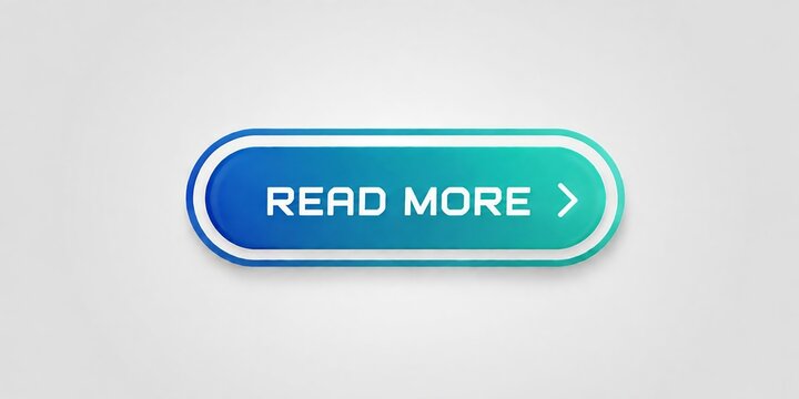 Modern read more button with arrow pointing right on gradient blue background