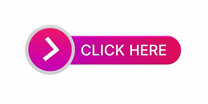 Modern call to action button with arrow and click here text in vibrant pink color