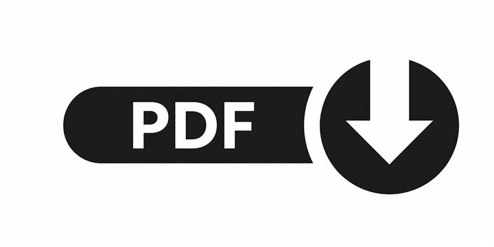 Modern pdf download button icon with arrow