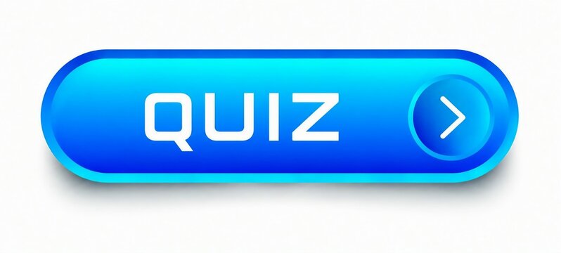 Modern blue quiz button with white text and arrow icon