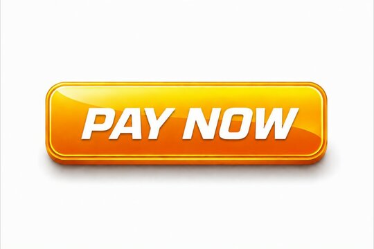 Bright orange pay now button with shiny 3d effect