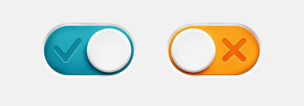 Toggle switch icons showing on and off states with check and cross symbols