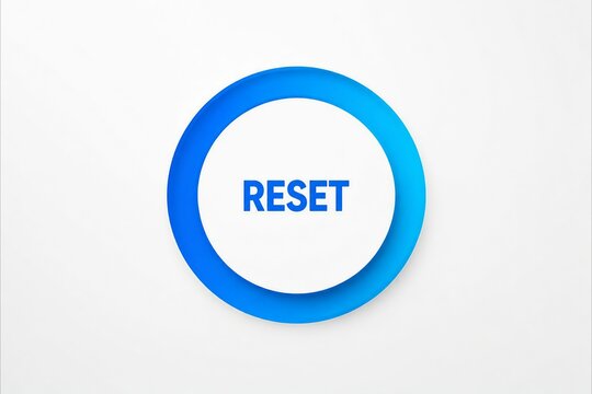 Modern blue reset button with white text