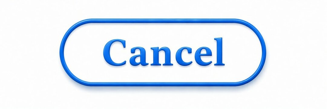 Modern blue rounded cancel button with clean white background