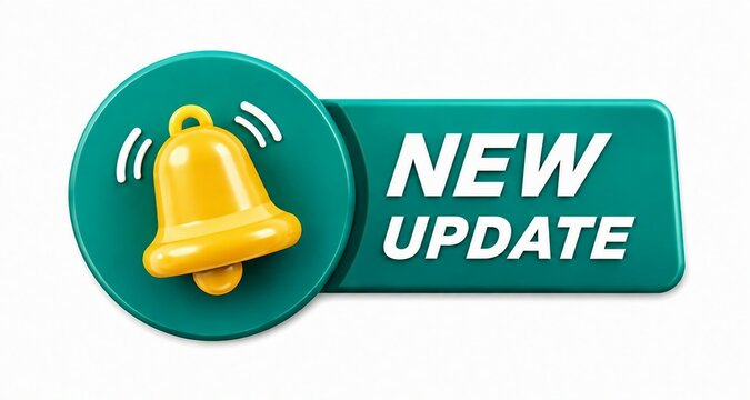 Bright yellow bell icon with notification update badge