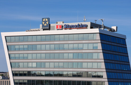 Kiel, Germany - 12. August 2026: Stena Line and Port of Kiel building on sunny day