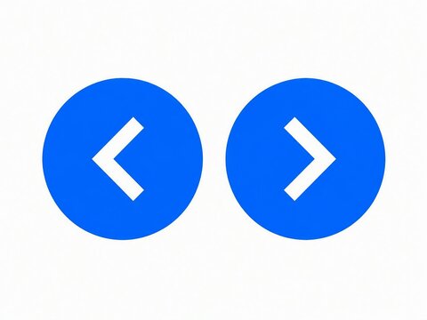 Modern blue circular back and next navigation arrows icon set