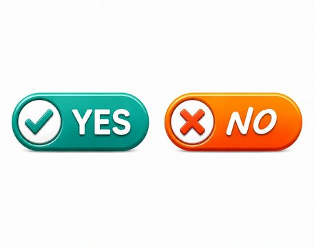Affirmative and negative pill-shaped buttons with checkmark and cross icons