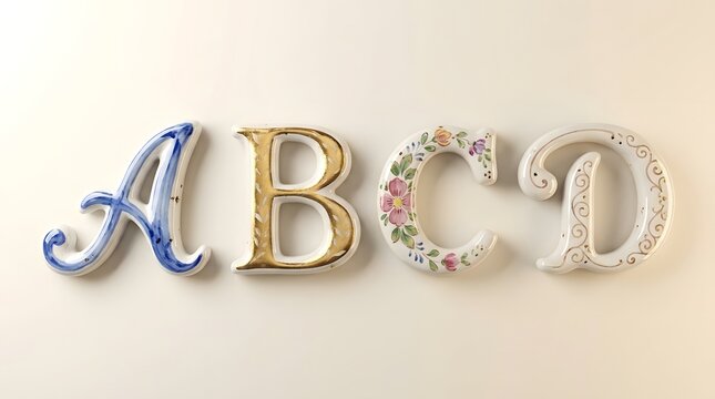 Bright vibrant colorful foil balloons in the shapes of letters abcd displayed on a clean white background perfect for parties celebrations and learning concepts