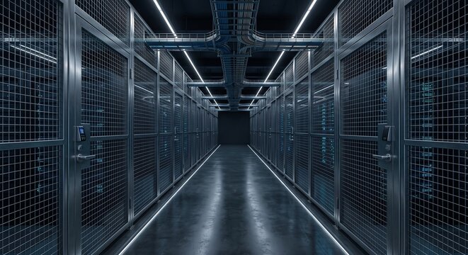 High Security Colocation Facility with Separated Networked Server Enclosures