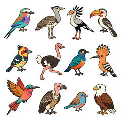 Fototapeta premium Colorful Illustrated Birds Collection Artwork Design.