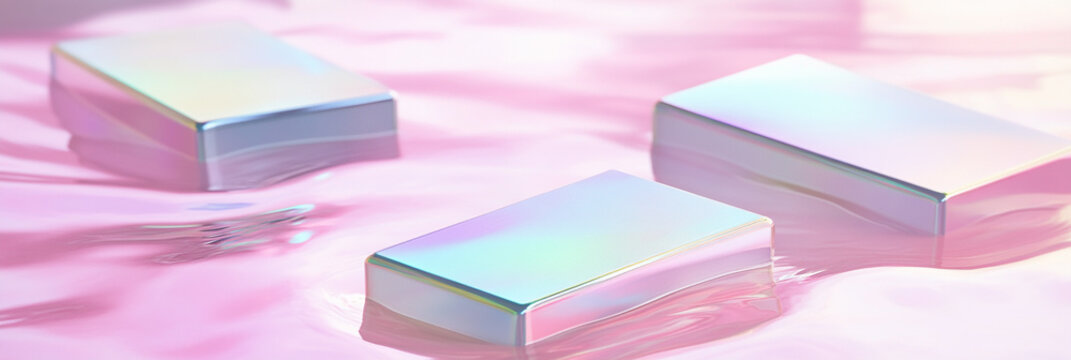 Close-up view of iridescent objects in still water Generative AI